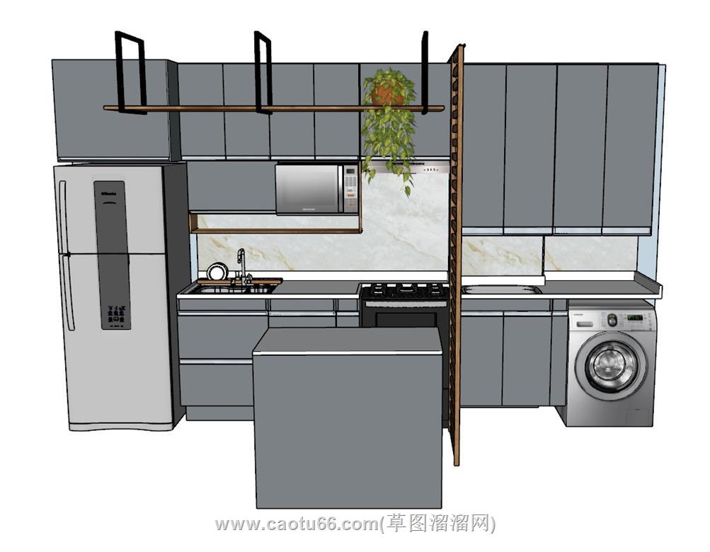 厨房橱柜SU模型 1