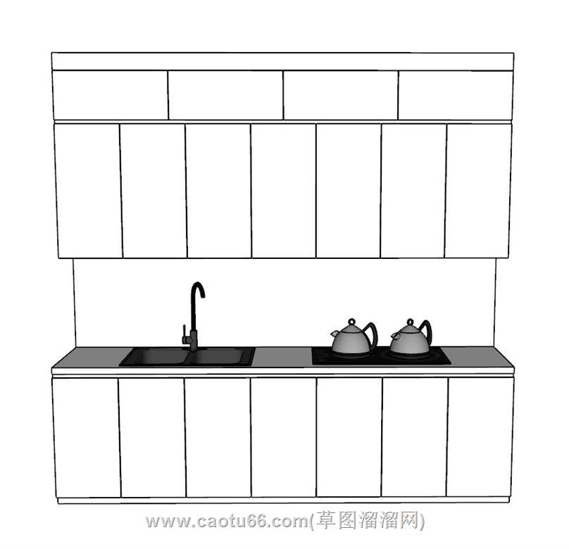 厨房橱柜SU模型 1