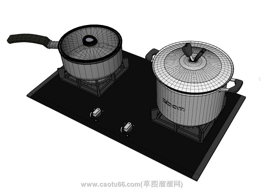 灶台燃气灶SU模型 2