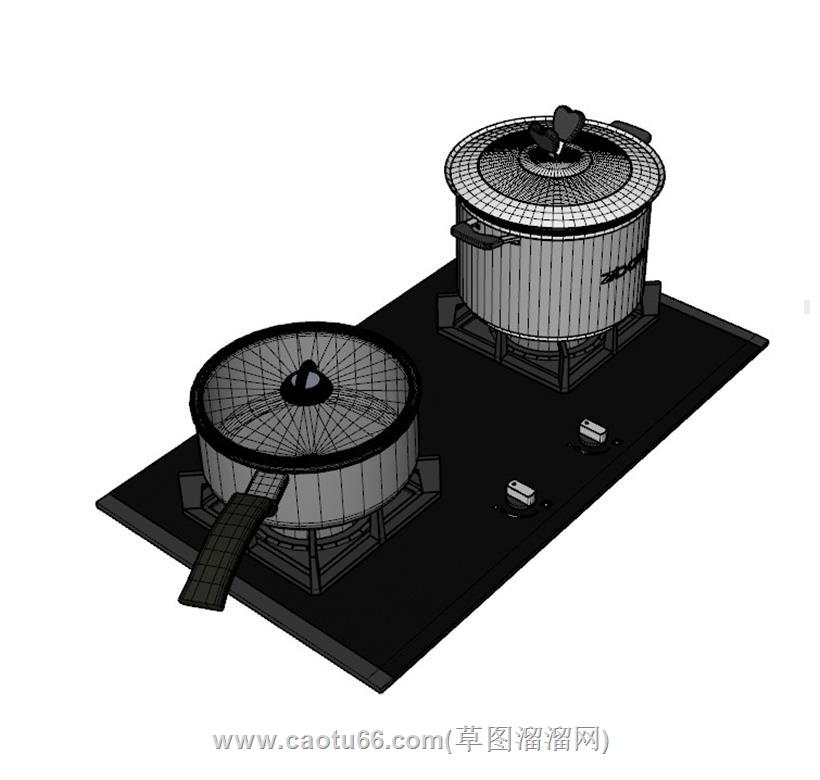 灶台燃气灶SU模型 3