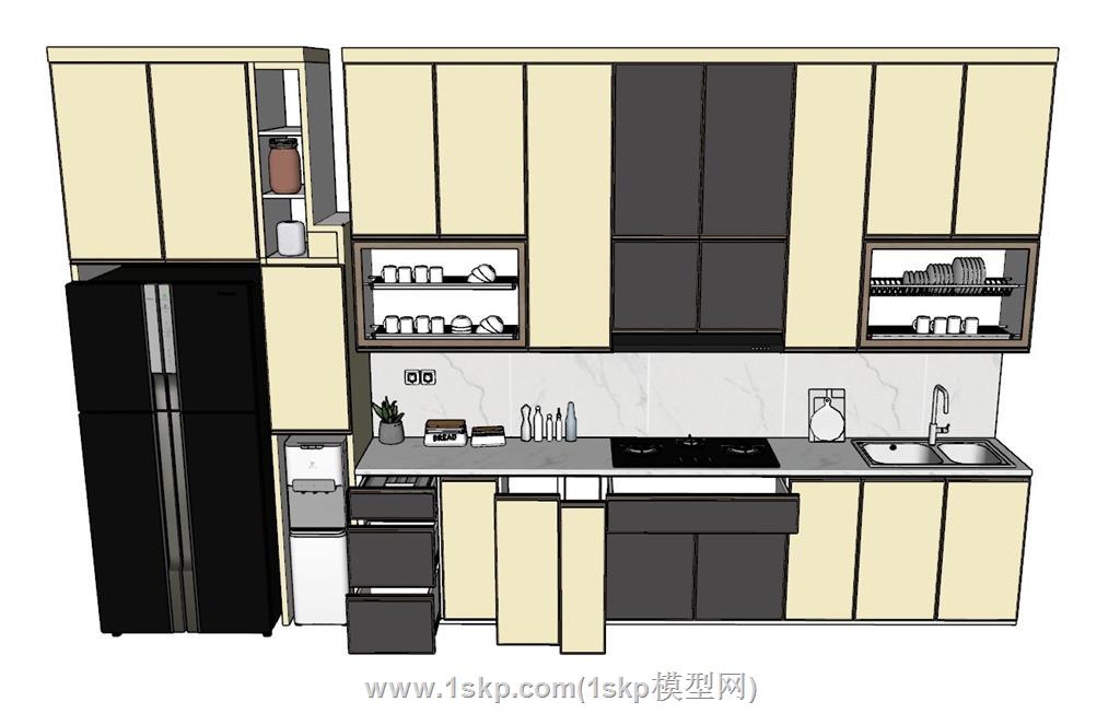 厨房橱柜抽拉篮SU模型 1