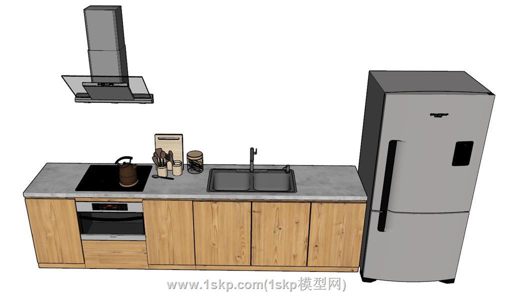 木质橱柜SU模型 1