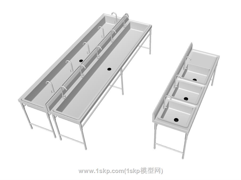 厨卫不锈钢洗菜盆SU模型 2