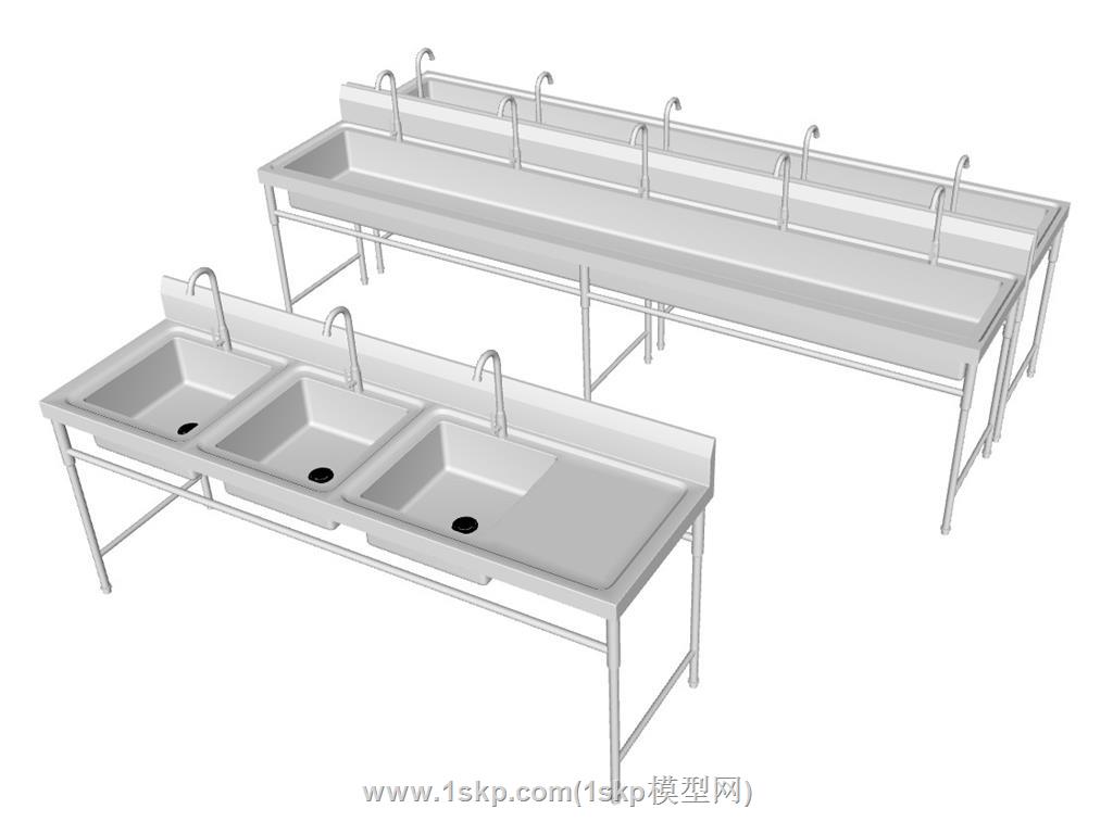 厨卫不锈钢洗菜盆SU模型 1