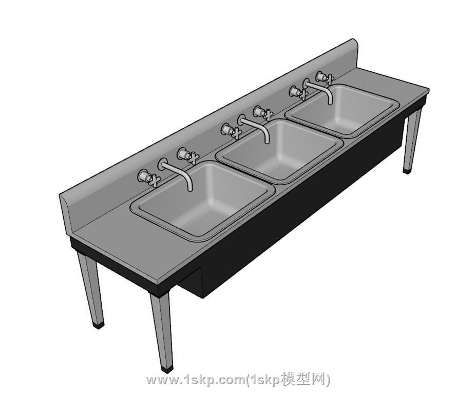 水槽洗菜盆不锈钢SU模型 1