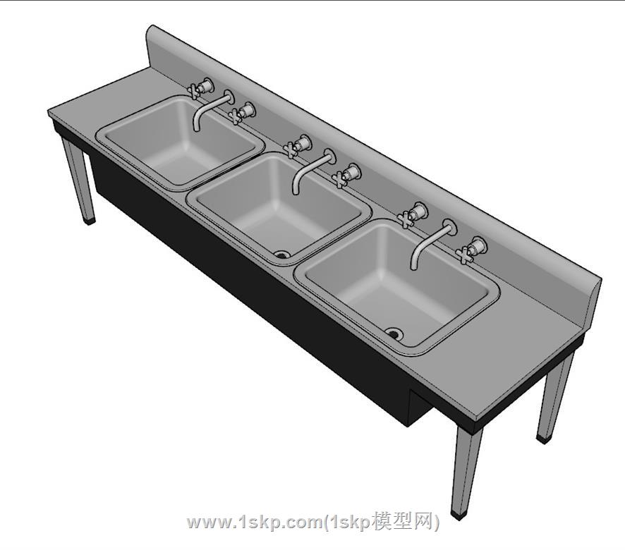 水槽洗菜盆不锈钢SU模型 2