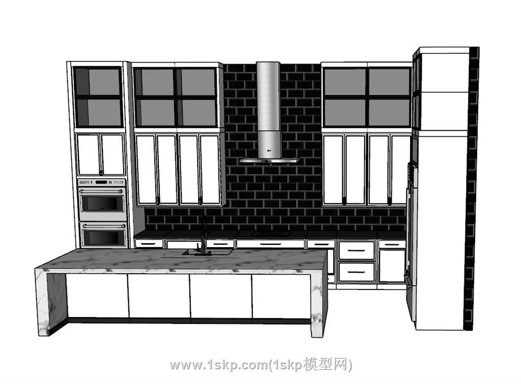 西厨厨房橱柜SU模型 2