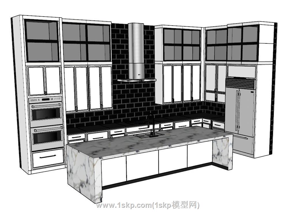 西厨厨房橱柜SU模型 1
