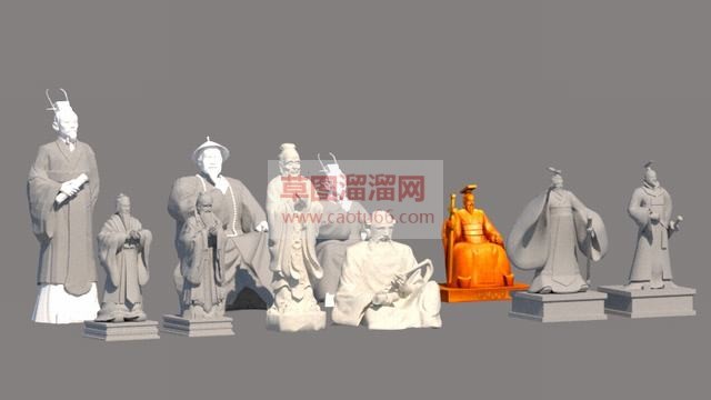 古代名人雕塑SU模型 1