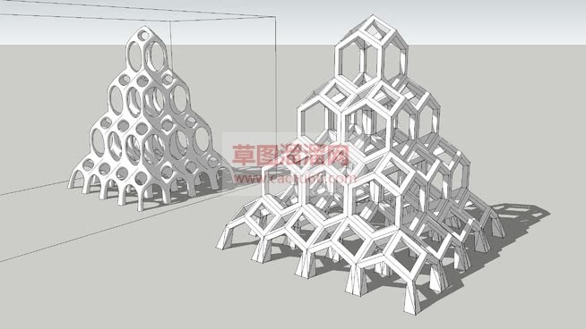 小山丢镂空雕SU模型 1