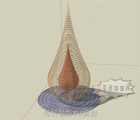 水滴雕塑SU模型 1