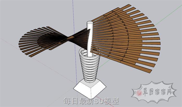 扇形异形雕塑SU模型 1