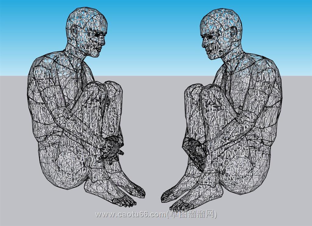 镂空抽象人物SU模型 2