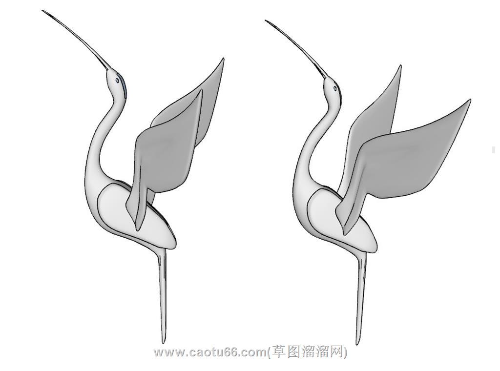 丹顶鹤仙鹤雕塑SU模型