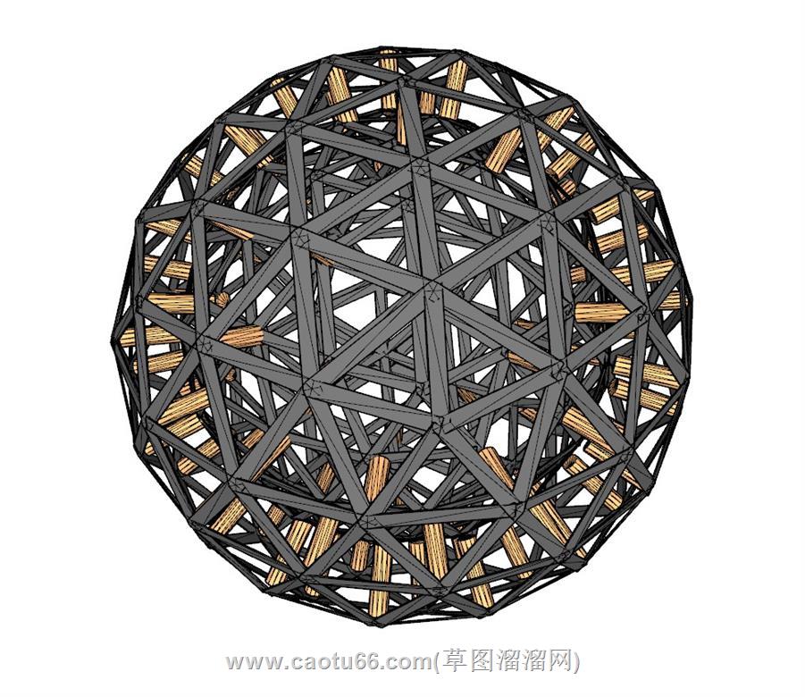 球形镂空雕塑SU模型 3