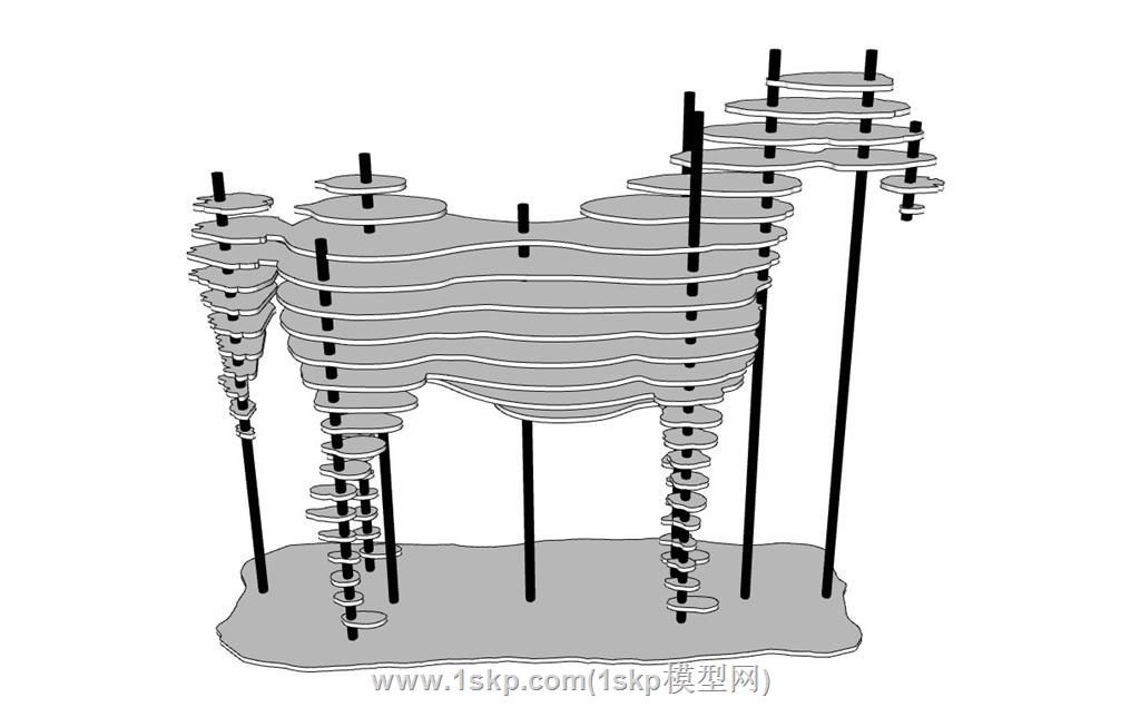 木质马工艺品雕塑SU模型 2
