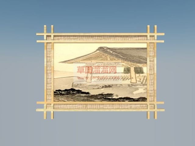 装饰画挂画木版画SU模型 1