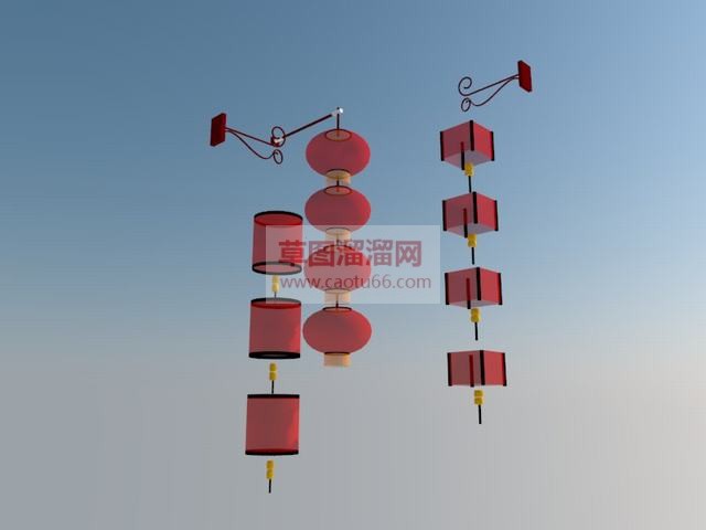 装饰红灯笼挂饰SU模型 1