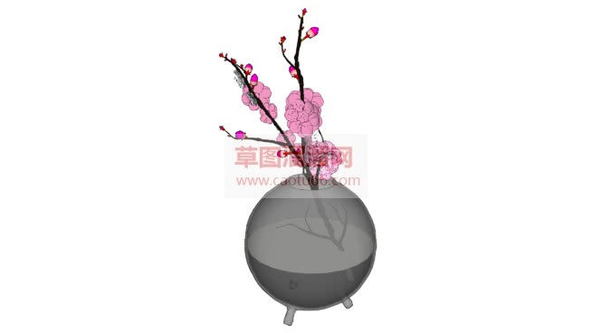 圆形玻璃花瓶SU模型 1