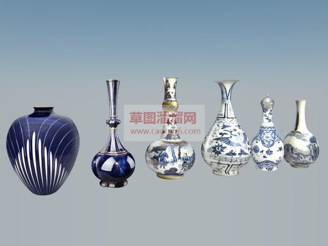 花瓶古董瓷器SU模型 1