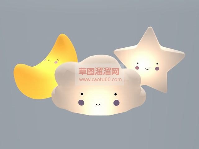 星星月亮云朵SU模型 1