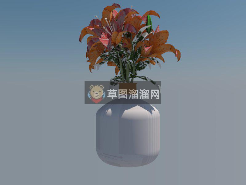 玻璃花瓶装饰品SU模型 1