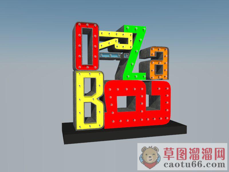 字母工艺品摆件SU模型 1