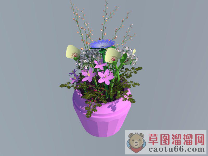 花瓶插花SU模型 1