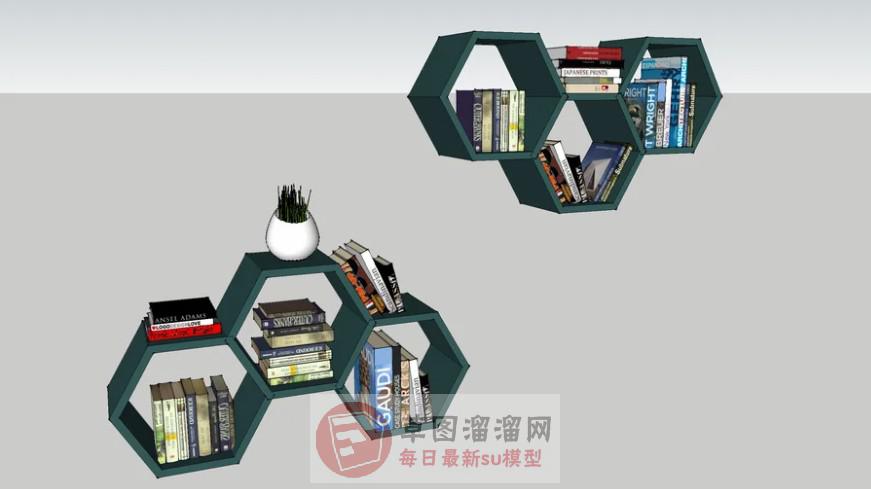 装饰柜墙柜格子柜SU模型 1