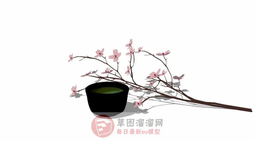 插花樱花桃花SU模型 1