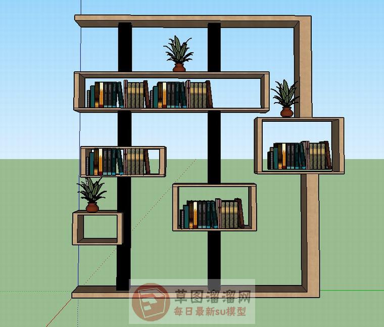 吊柜装饰柜书本SU模型 1