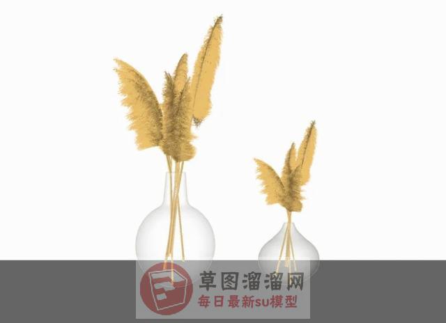 装饰玻璃花盆SU模型 1