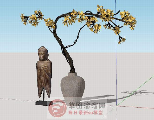 花瓶佛像工艺品SU模型 1