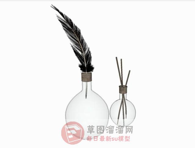 玻璃花瓶装饰品SU模型 1