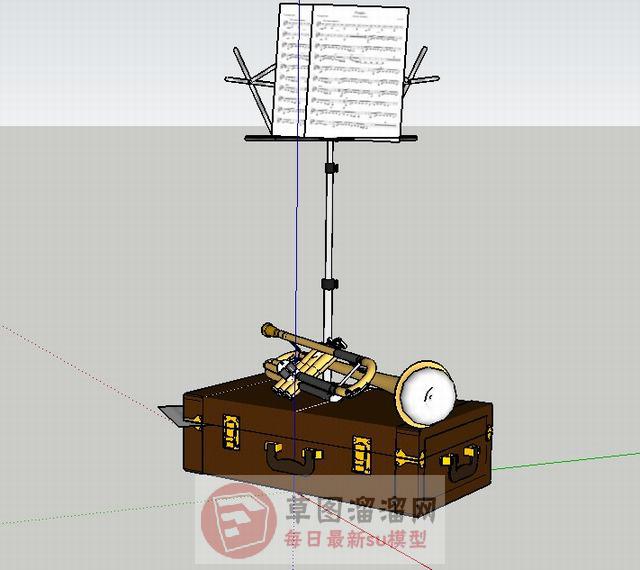 装饰品乐谱小喇叭SU模型 1