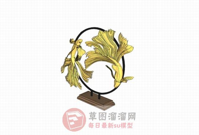 金鱼鲤鱼工艺品SU模型 1