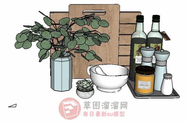 厨房道具装饰品SU模型 1