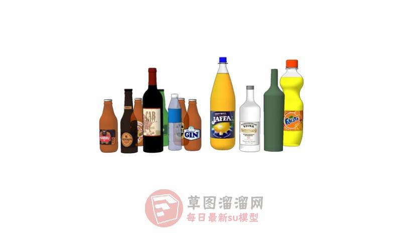 饮料酒瓶瓶子SU模型 1