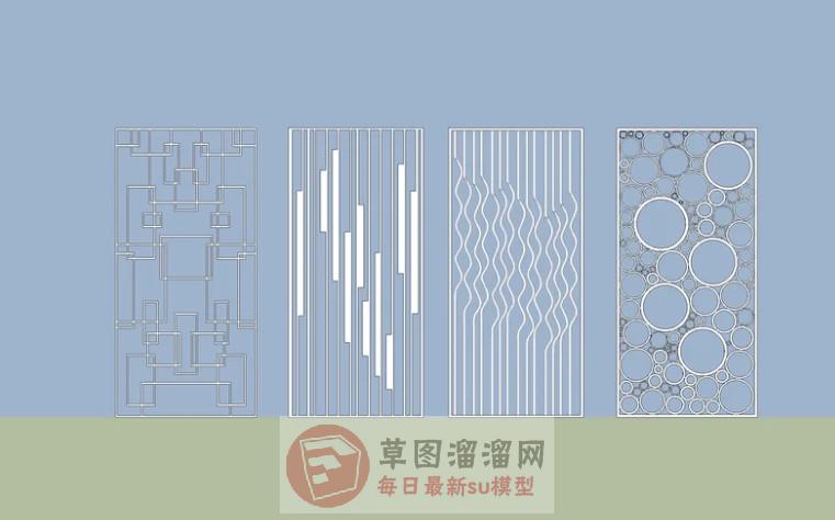 装饰板屏风隔断SU模型 1