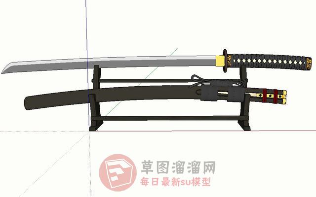 武士刀装饰品SU模型 1