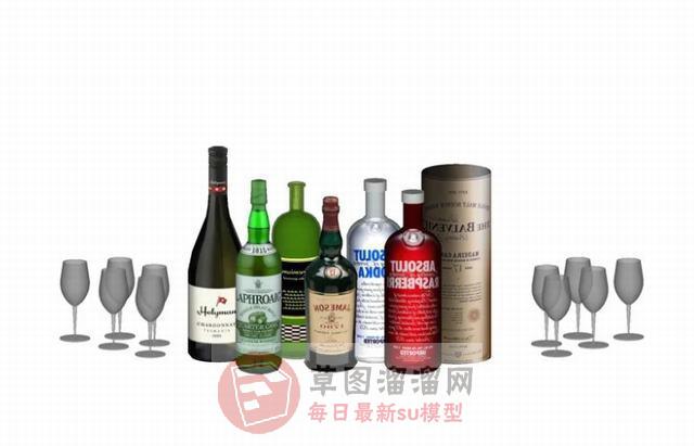 装饰品洋酒酒瓶SU模型 1