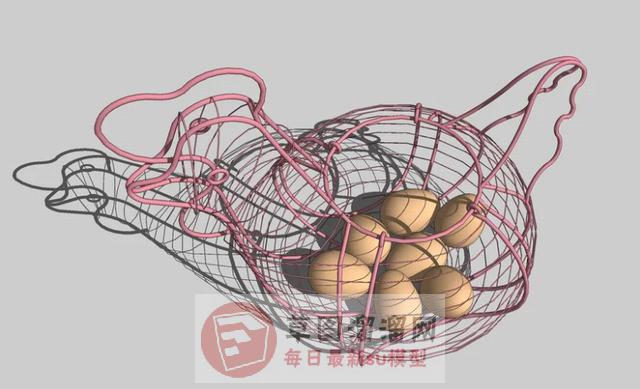 装饰鸡蛋篮子SU模型 1