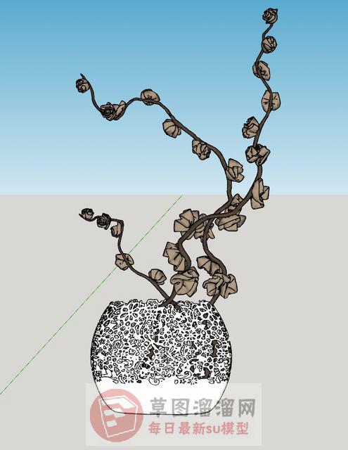镂空装饰花瓶SU模型 1