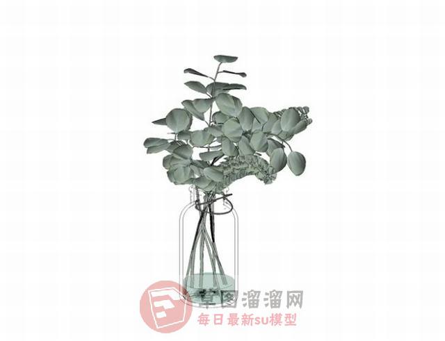 玻璃花瓶装饰品SU模型 1