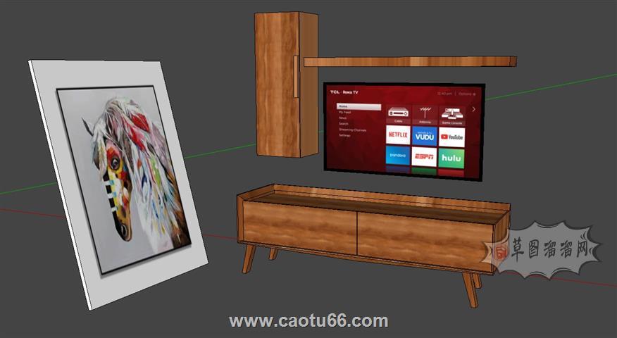 电视柜装饰画SU模型 1