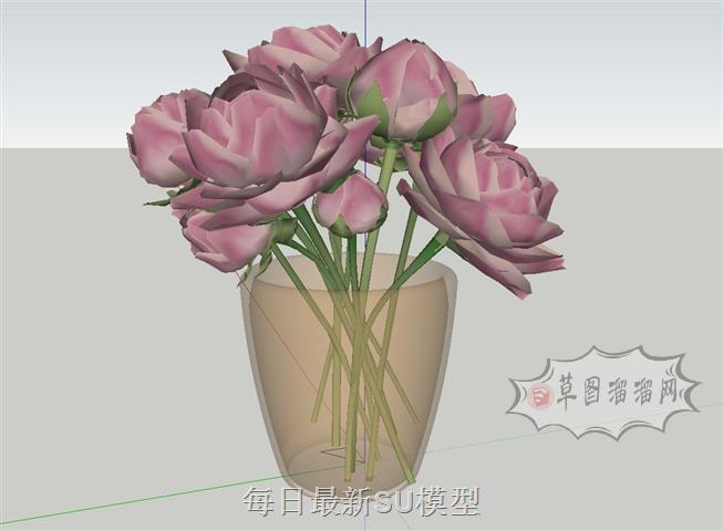 装饰花瓶插花SU模型 1