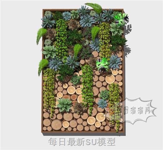 绿植墙植物墙SU模型 1