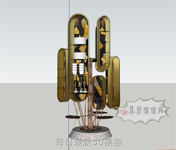 装饰酒柜酒架SU模型 1