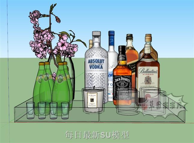 装饰酒瓶花瓶SU模型 1