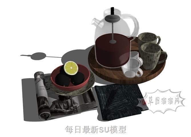 茶具茶壶茶杯SU模型 1